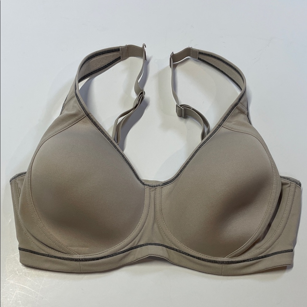 Syrokan High Impact Sports Bra 36DD Beige Taupe Underwire Racerback Women